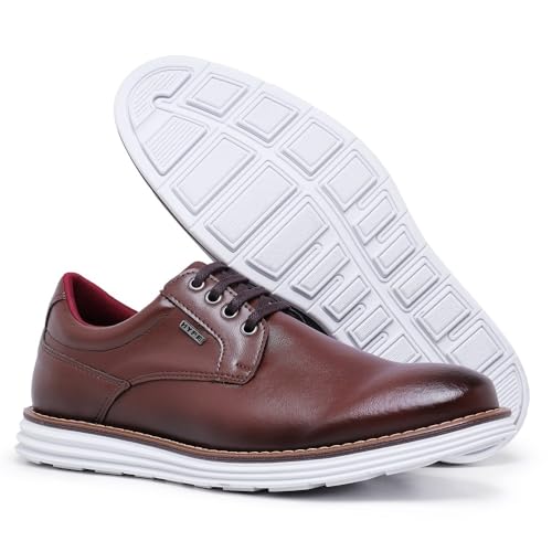 Sapato Oxford Derby Masculino Modelo Casual Sofisticado Solado Confortável (37, Chocolate)