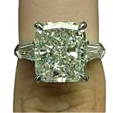 Ssjewel 5 Ct Cushion Cut Diamond Engagement Wedding Ring 14K White Gold Finish Handmade Anniversary
