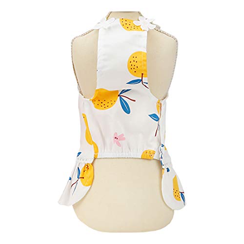 Dog Dress Puppy Skirt Dog Clothes Princess Dresses Tutu Fruit Braces Skirt Wedding Cotton Dress For Small Dog Girl Female Cat (M, Bayberry Yellow) #TOP2