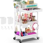 Yeabett 3 Tier Storage Trolley on Wheels, Beauty Trolley with Drawer