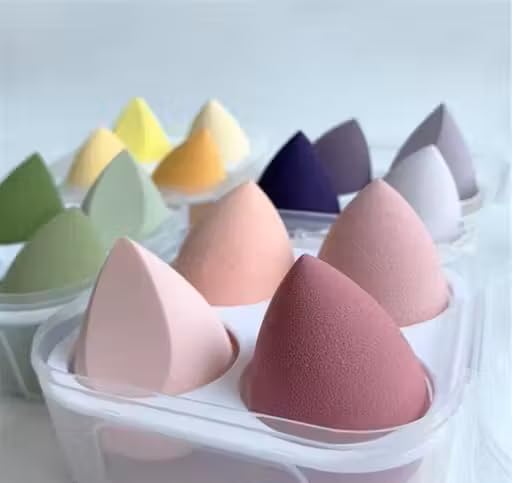 Image of Ultra Soft Professional Sponge Set for Face Makeup (4 Pcs) | Makeup Sponges for Liquid & Cream Products | Latex-Free, Reusable & Washable (Multicolor)