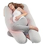 Nuliie Pregnancy Pillow for Sleeping, U Shaped Full Body Pillow with Washable AirFlow Fabric Cover, Maternity Pillow Support for Back, Hips, Legs for Pregnant Women (Breathable Light Grey)