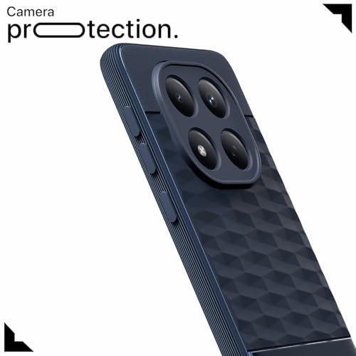 Image of Pikkme Back Cover for Redmi Note 15 Pro 5G Camera Protection 3D Hexa Cube Design Silicone Protective Bumper Case (Blue)