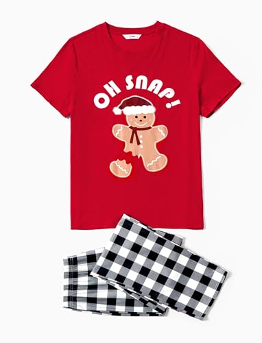 PATPAT Pijama de Natal combinando para a família, blusa de manga curta e calça longa, pijamas de Nat
