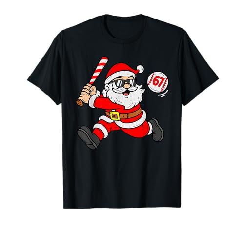 67 Baseball Santa Six Seven Meme Christmas Sport Men Boy Kid T-Shirt