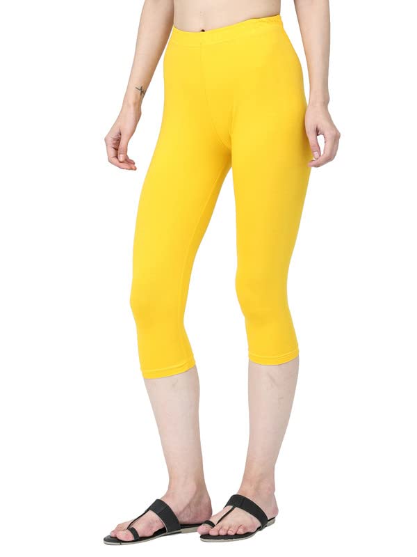 Image of Robinbosky Premium Stretchable Cotton Capri Legging for Women | Suitable for Formal wear & Casual wear | High-End Elastic Makes. The Leggings Squat Proof and Durable for Travel, Yoga, & Workout.