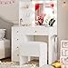 IRONCK Vanity Desk with Mirror and Lights, Small Makeup Vanity Table with 5 Drawers, Power Outlet, and Vanity Stool, 3 Lighting Colors, Dressing Table for Women Girls Bedroom, White