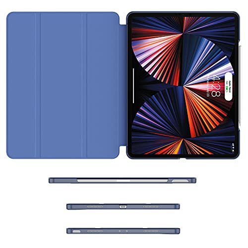 Soke New Ipad Pro 12.9 Case 2022 2021(6Th 5Th Generation) - [Slim Trifold Stand + 2Nd Gen Apple Pencil Charging + Auto Wake/Sleep],Protective Hard Pc Back Cover For Ipad Pro 12.9 Inch(Navy) #TOP2