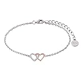 0 XENOX XS2929R Damen Armband Herz Happy Hour Sterling-Silber 925 Bicolor Rose weiß Zirkonia 18,5 cm
