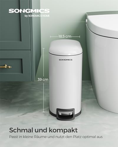 SONGMICS Kosmetikeimer, 10 Liter, Mülleimer Bad mit Deckel, Softclose – Ansicht 2