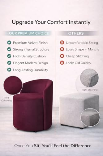 Image of Jaico Wood Seating mudda Puffy Stool Chair for Living Room, Dressing Table, Office, Home Decor, Ottoman pouffes, Sofa Type, and Large .Ottoman and Chair Combined into one
