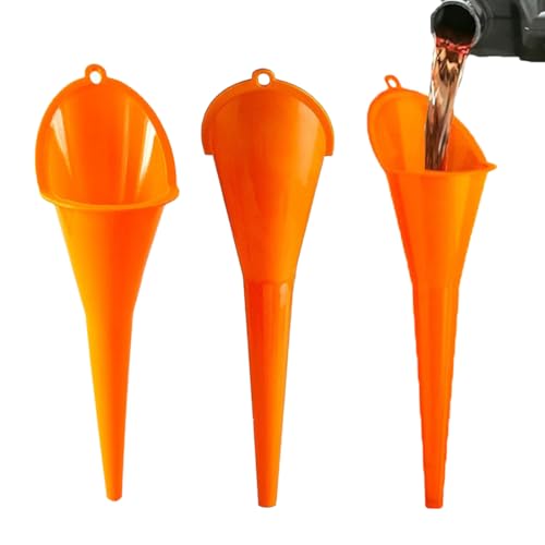 ZEPIQOR Long funnel 3 Pack embudo aceite motor, embudo gasolina, gasolina motor aceite embudo aditivo motocicleta agricultura granja uso práctico