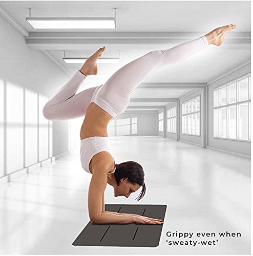 Yoga Premium Pu Mini Yoga Mat | Non-Slippery Natural Rubber Mat | Anti-Skid Support Yoga Pad | Portable Small Yoga Mat | Pilates/Inversion/Handstand/Meditation (White Logo) #TOP7