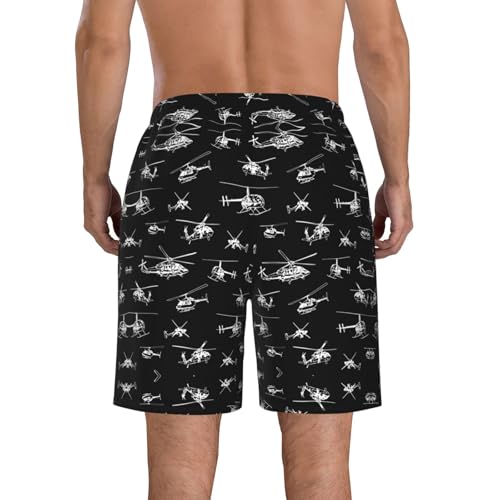 Helicopter Print Men's Beach Shorts for Men, Lightweight Board Shorts for Surf Leisure Swim3