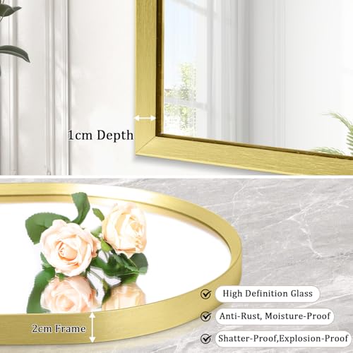 Image of Arch Wall Mirror Aluminum Alloy Frame Bathroom Wall Mirror for Vanity Living Room, Bedroom Entryway Room Home Decor 20 inchx16 inch