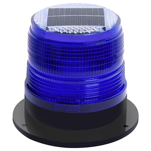 Image of Solar Strobe Warning Light: Strong Magnetic Base Waterproof Traffic Light,Solar Safety Flashing LED Lamp for Construction, Traffic, Factory, Safety Sign, Crane Tower, Boat Navigation (Blue)