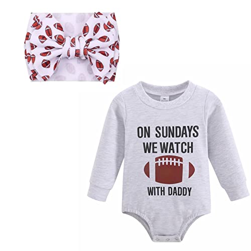 Image of J&J Boutiques Football Onesie & 7" Bow Headwrap