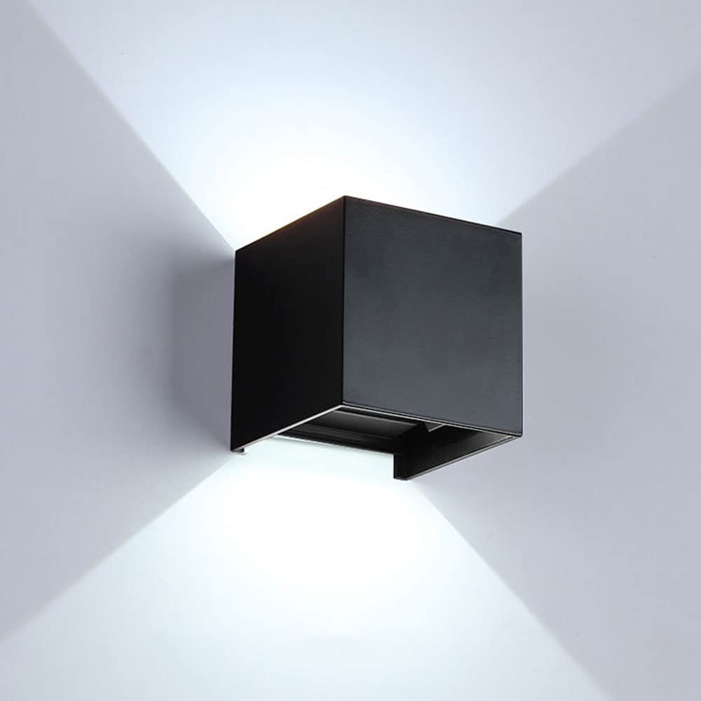 Mjsdjof Aluminum Square Wall Light, Indoor Up and Down Lighting Wall Lights, IP65 Waterproof Bathroom Wall Lamp, Creative Adjustable Beam Angle Wall Sconce for Porch, LED - 6000K