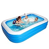 【Robuste & Langlebige Struktur】: 3 Einzelne Luftkammern mit jeweils doppeltem Einlass- und frei fließendem Auslassventil, die dem Gewicht standhalten und gleichzeitig das Austreten von Luft oder Wasser verhindern.Der aufblasbare Pool ist 50% dicker als die meisten anderen auf dem Markt, wodurch das Risiko von Reifenpannen verringert wird und eine lange Lebensdauer gewährleistet ist.