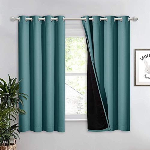 NICETOWN 100% Blackout Curtain Panel, Thermal Insulated Black Liner Curtain for Nursery Room, Noise Reducing and Cold Blocking Drape for Windows (1 Pa