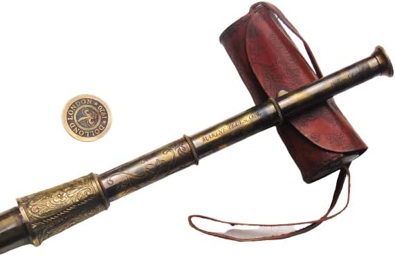 Telescopio Náutico de Latón Hecho a Mano con Estuche de Cuero miniatura 7