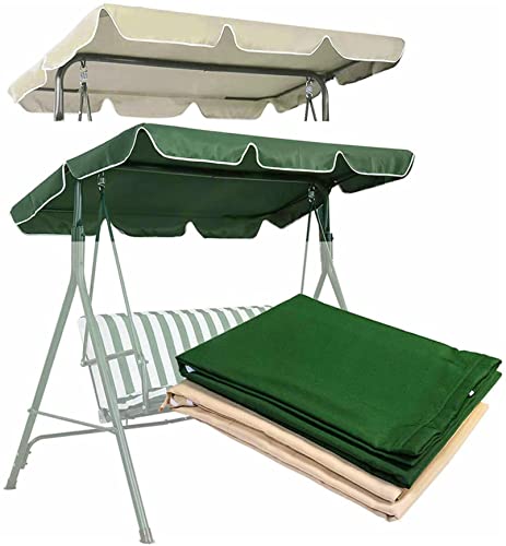 Replacement Roof for Garden Swing Universal Waterproof Hollywood Swing Replacement Cover 600D Oxford Cloth Roof Tarpaulin Sun Canopy for Hollywood Swing, Green, 195 x 125 x 15 cm / 77 x 49 x 6 Inches Cover