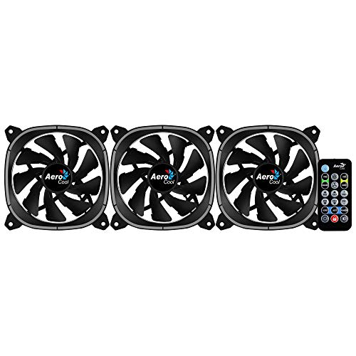 Aerocool Astro 12 Pro Bundle – 3X Argb Fans 120Mm, 1X H66F Rgb Hub, Omni Argb Lighting And 18 Leds, Includes 6-Pin Connector, Remote Control, Curved Blades And Anti-Vibration Pads, Carbon Fibre, Black #TOP2