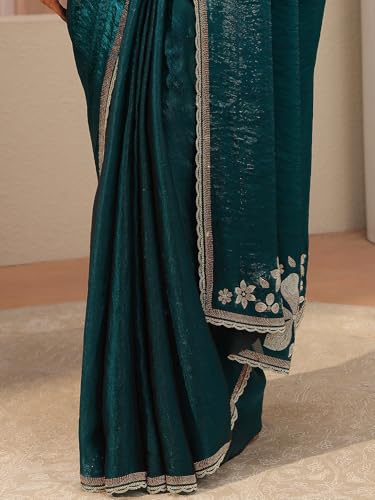 Image of Libas Embellished Tissue Saree for Women With Unstitched Blouse Piece | Traditional Saree for Party & Wedding