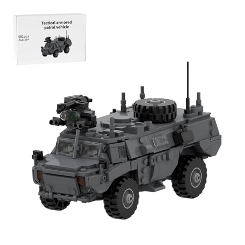 BICRKTOMXY MOC-225385 Military Transport Vehicle Building Blocks Set, 1/35 Scale 4×4 DIY Army Armored Car Building Kit Construction Set, Home Office Decor & Gift for Adults (581PCS)