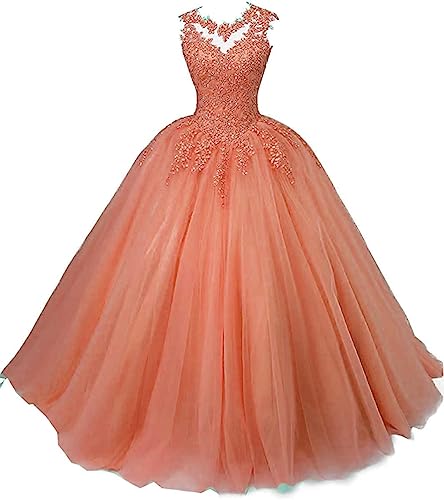 Robe de soirée en tulle orange taille 40 pour bal et grand événement chic