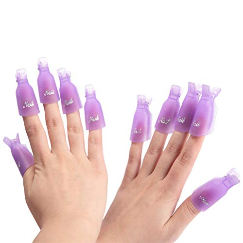 Ime Nail Polish Remover Clips Set, Nails Art Gel Cap Soak Off Clip Uv Manicure Acrylic Nails Wrap Tool Purple 10 Pcs #TOP5