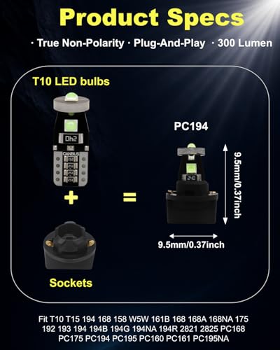Kit 40 Lámparas LED T5 y T10 Luz Interior Azul Hielo miniatura 6