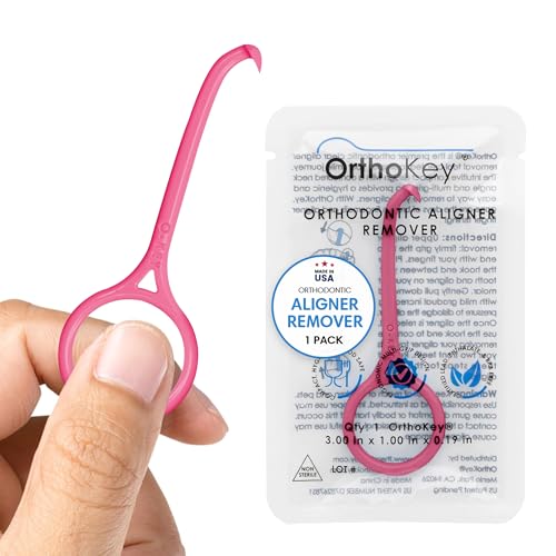 OrthoKey Aligner Remover - Versatile Clear Aligner & Retainer Removal Tool - Hygienic Invisalign Remover, Denture Grabber - Portable & Durable, Fits Dental & Aligner Cases - (Pink, 1-Pack)
