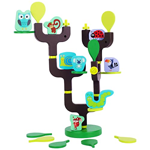 Image of Berry President Animal Wooden Stacking Toy for 3-6 Year Old Boy and Girl, Balance Blocks Tree Montessori Educational Toy Gift for Kids