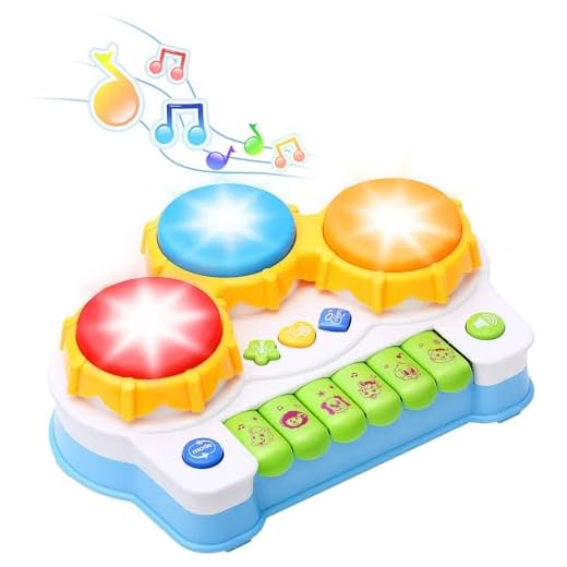 KingsDragon Musical Keyboard Piano Drum Set,Baby Drum Musical Toy with Music and Lights,Infant Early Educational Development Toys for Toddler and Babies