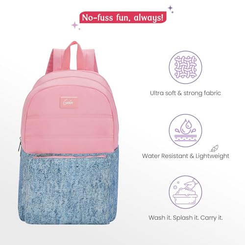 Image of Genie Backpack for Girls Laptop Sleeve, Three Compartments and Organiser with Padded Shoulders |Best for Books,Stationery,Lunch Box & Essentials
