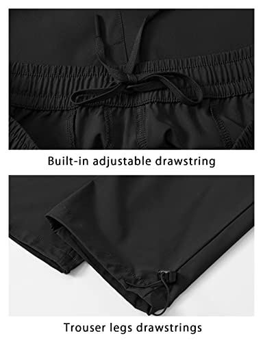 Tbmpoy Men's Hiking Pants Quick Dry Lightweight Elastic Waist Water Resistant Causal Outdoor Pants With 5 Pockets(Black,M) #TOP3
