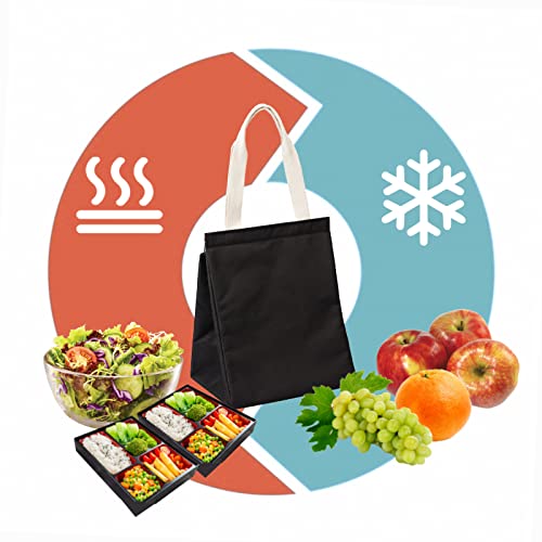 Natural Style Lunch Bag For Women/Men/Adult, Portable/Reusable Lunch Box, Simple Waterproof Insulated Cooler Tote Bag (Black) #TOP1