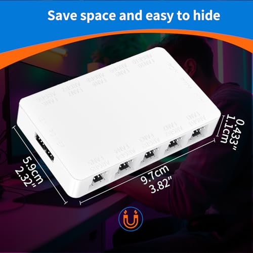 Oddtone Controlador de ventilador ARGB y PWM, concentrador de ventilador de 10 vías con controlador, toma de alimentación SATA, base magnética, distribuidor RGB de 5 V y 3 pines para ventiladores de - imagen 2