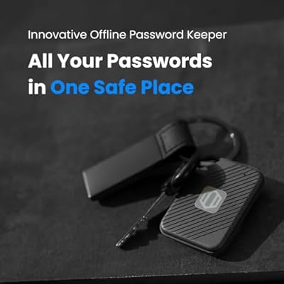 Offline Password Keeper Secure Bluetooth Drive with Autofill, Store 1,000 Credentials, Military-Grade Encryption for Safe Password Management (Black)