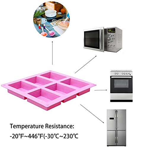 Silicone Soap Molds,6 Cavities Rectangle Silicone Molds For Homemade Craft Soap Mold, Cake Mold, Chocolate Mold ＆ Ice Cube Tray -Molds Set Of 3(Blue & Purple& Pink). #TOP2