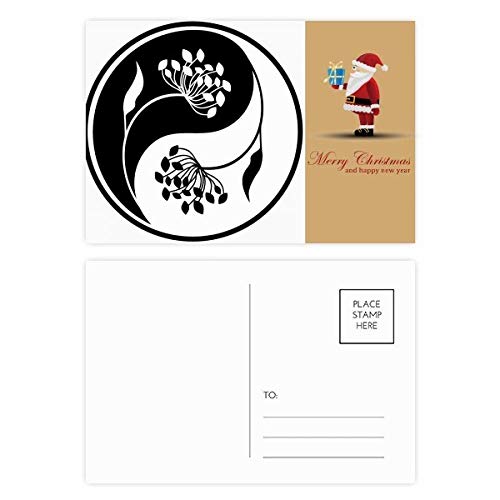 Cartes postales bouddhistes Yin-yang en impression haute définition monochrome et fleurs