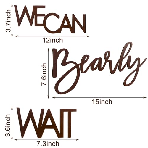 Image of We Can Bearly Wait Sign for Backdrop - Teddy Bear Themed Baby Party Banner Boy Girl Baby Shower Gender Reveal 1st Birthday Felt Letter Wall Decor Photography Background - Brown