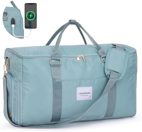 WOOMADA Travel Garment Bag, Convertible Garment Duffle with Shoe Bag and Hanging Dress Compartment for Women, Carry-On Luggage for Business and Leisure Trips(Turquoise)