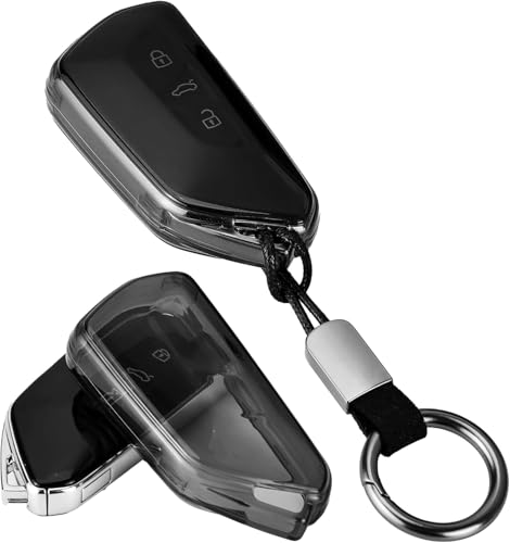 XMSCN Coque de clé de Voiture en TPU pour Golf 8 MK8 ID.3 ID.4 Cupra Skoda Octavia A8 Seat Leon MK4 Formentor Tarraco 3/4/5 Boutons, avec Porte-clés