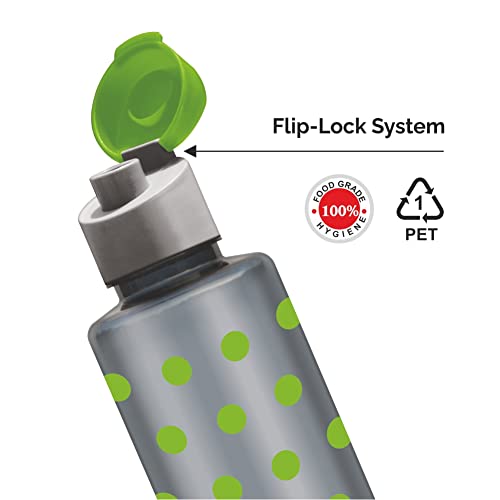 Image of Flair Polka Water Bottles with Fliptop Lid Set of 6 Pcs 1000 ML (Green)
