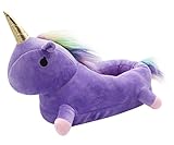  Zapatillas Unicornio Mujer Invierno de Cálido Pantuflas Casa Dibujos Animados (blanco rosa Morado) (Morado)