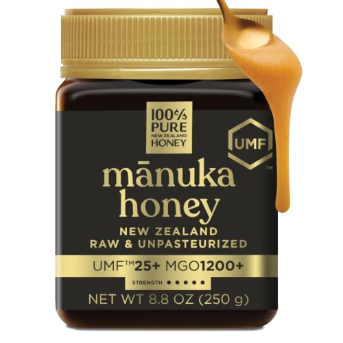 Manuka Honey UMF 25+ (MGO 1200+) 100% Pure New Zealand, Certified Ultra Premium Raw, 8.8 Oz (250g)