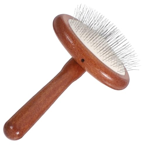 CORHAD Sturdy Wooden Dog Comb Deep Cleaning Brush Long Prongs Heavy Duty Slicker for Pet Grooming and Fabric Carding