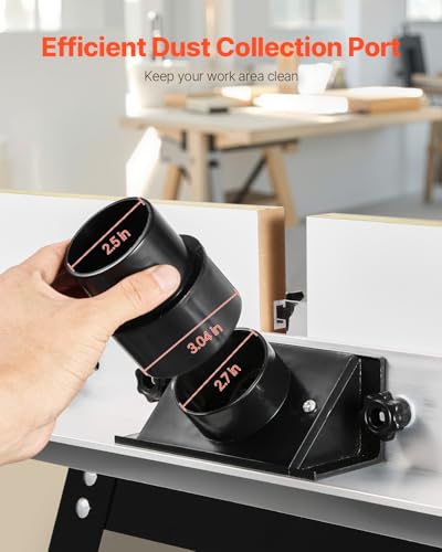 VEVOR Frästisch, 610x400x530 mm, Fräse Tisch Werkbank mit verstellbarem Anschlag, MDF-Platte, stabile Metallbasis, 63 mm Staubsammelanschluss, kompatibel mit Fräsern und verschiedenen Bohrern